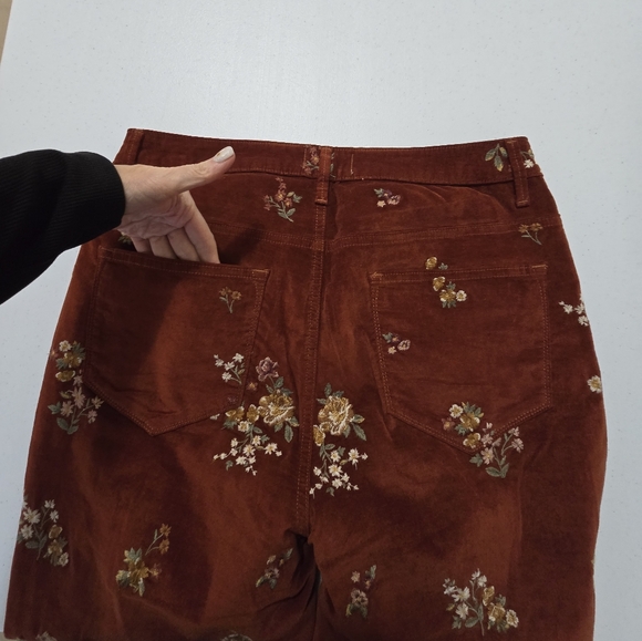 Free People Driftwood Stella Pants Embroidered Floral Velour Straight Leg 29X30 - Picture 13 of 13